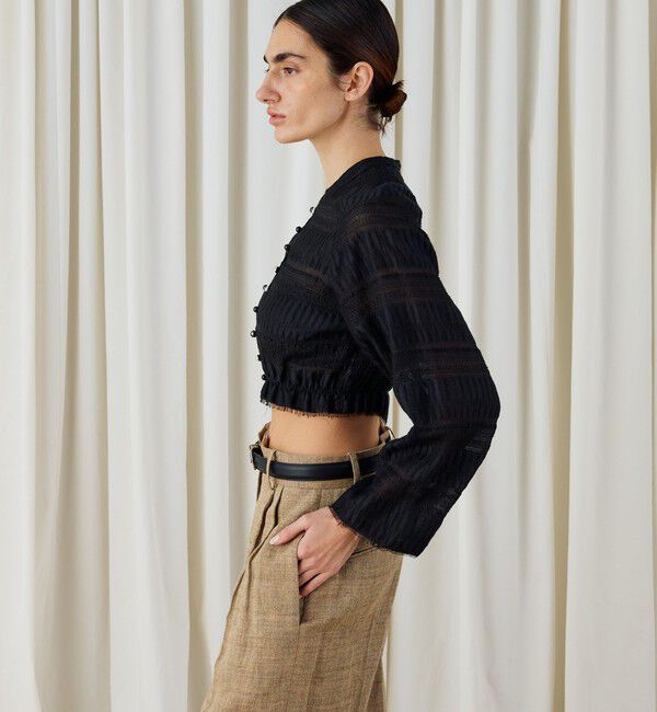 DES PRES「ブリックジャカード クロップドブラウス」|シャツ・ブラウス|