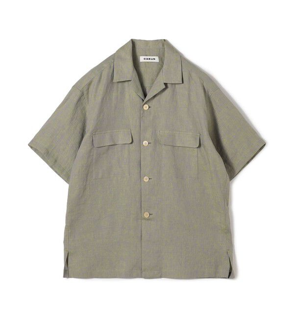 CABaN「CABaN リネン オープンカラーシャツ」|シャツ・ブラウス|53 カーキ