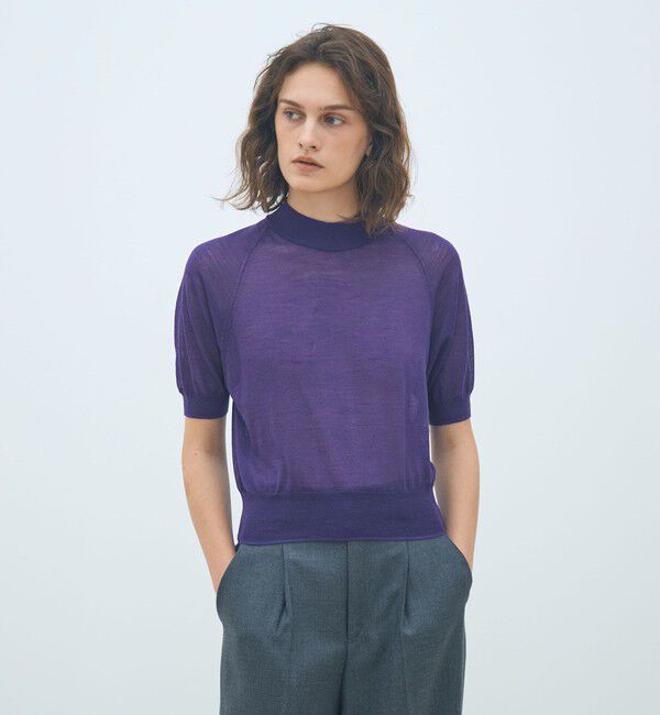 MACPHEE「シアーウールブレンド ハーフスリーブプルオーバー」|ニット・セーター|