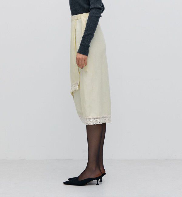 BACCA「ナイロンリネンビンテージギャバジン レースコンビラップスカート」|スカート|