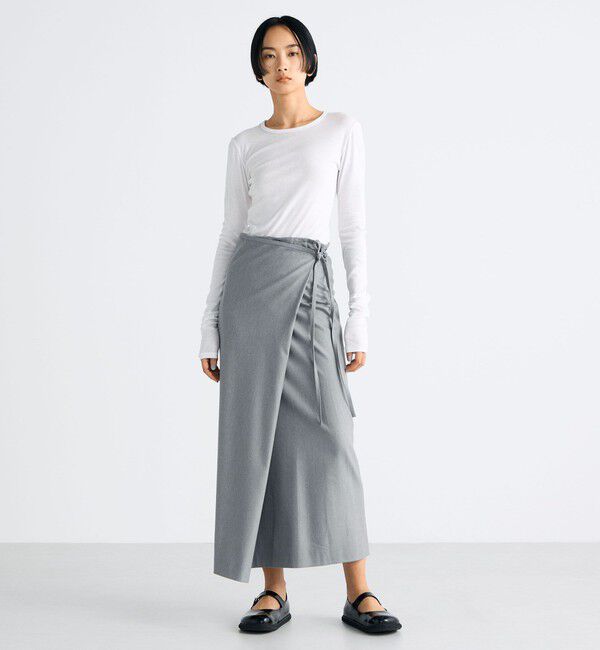 Edition「ストレッチフラノ ラップスカート」|スカート|