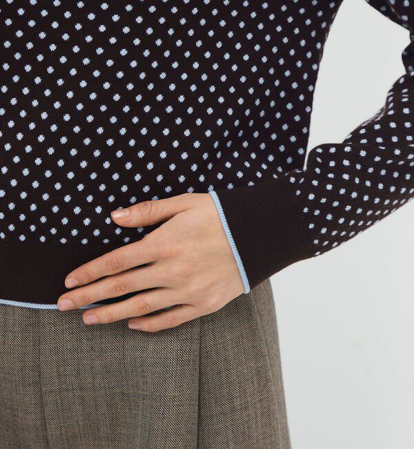 CABaN「コットンカシミヤ ドットジャカードクルーネックプルオーバー」|ニット・セーター|