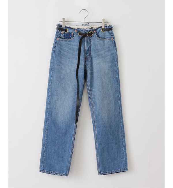  「ベルテッドデニムパンツ」|デニム|ネイビー B