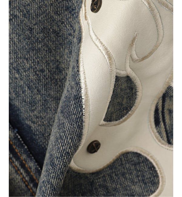 JOINT WORKS「SUPPLIER / サプライヤー Fire Tribal Leather Patch Baggy」|デニム|