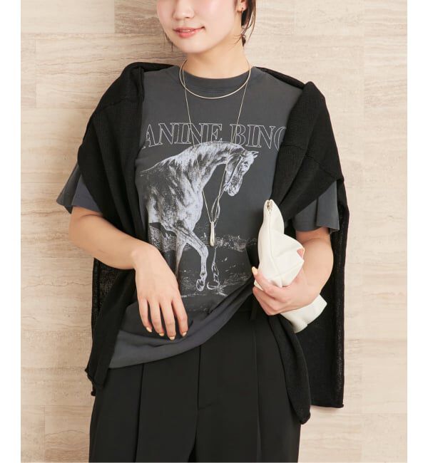 Plage「ANINE BING / アニービン LILI TEE HORSE Tシャツ」|Tシャツ・カットソー|ブラック