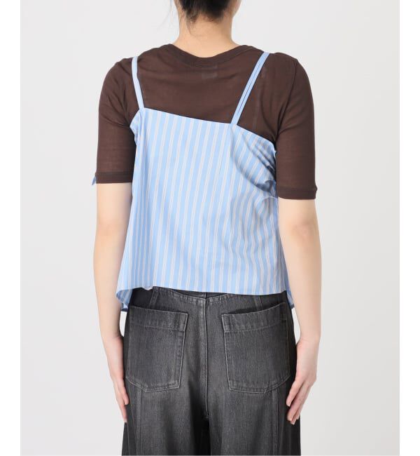 IENA LA BOUCLE「IENA LA BOUCLE コットンストライプリボンキャミソール」|キャミソール|