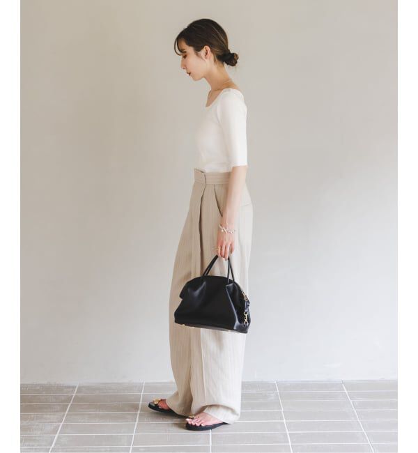 NOBLE「【洗える】14Gデコルテハーフスリーブニット」|ニット・セーター|