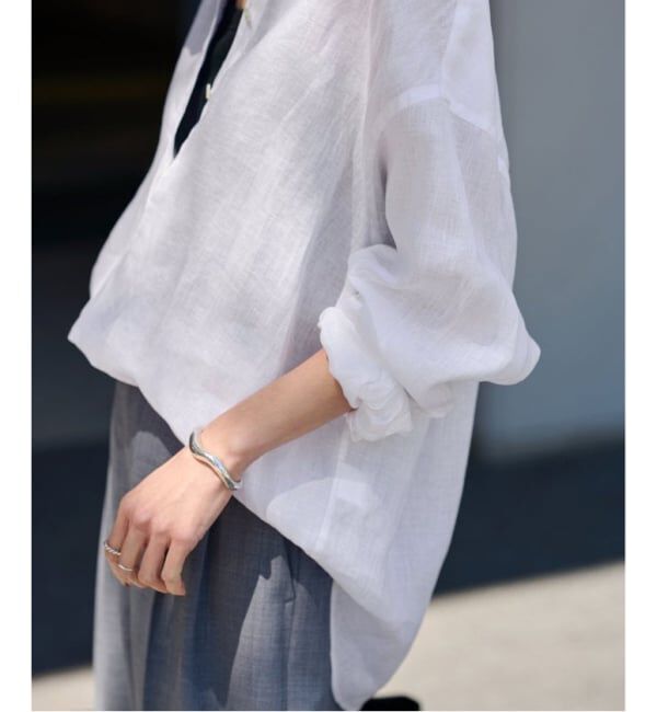 FRAMeWORK「≪追加≫フレンチリネンバンドカラーシャツ」|シャツ・ブラウス|