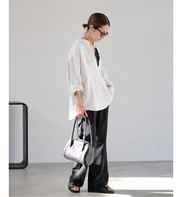 FRAMeWORK「≪追加≫フレンチリネンバンドカラーシャツ」|シャツ・ブラウス|