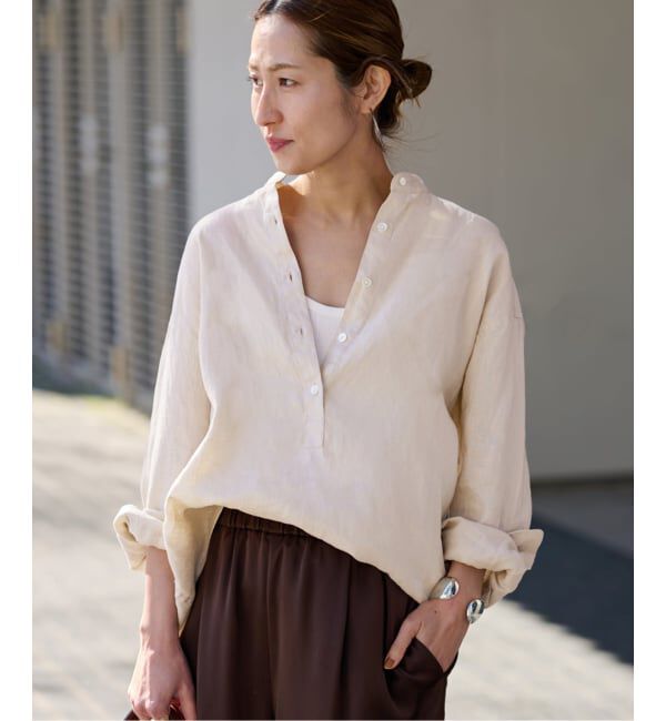 FRAMeWORK「≪追加≫フレンチリネンバンドカラーシャツ」|シャツ・ブラウス|