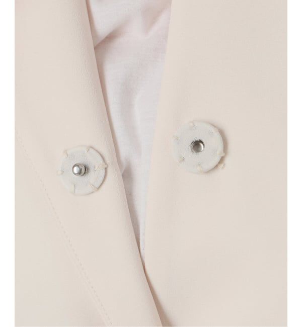  「【洗える】ボンディングショートペプラムジャケット」|ノーカラージャケット|