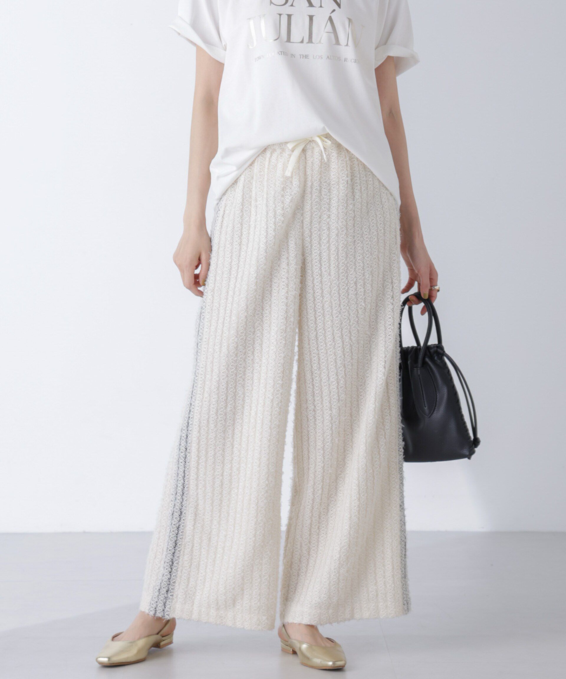 nano･universe「サイドラインレースパンツ」|チノ|