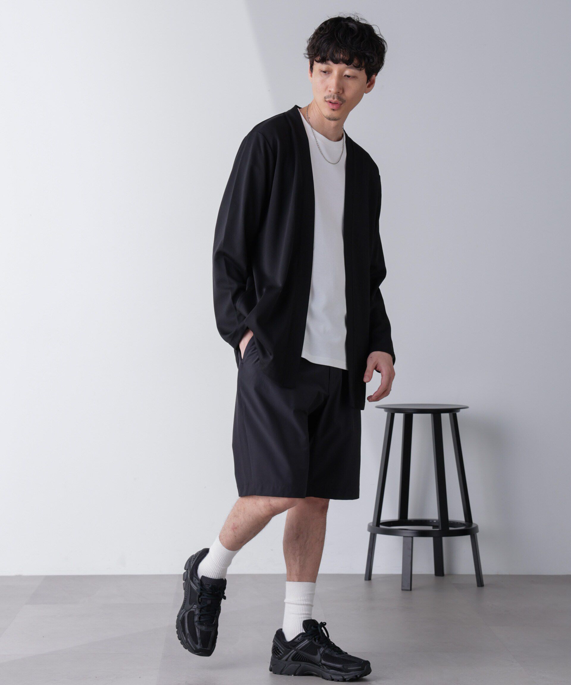 nano･universe「ダブルジャージー着流しカーディガン 24AW」|Tシャツ・カットソー|ブラック