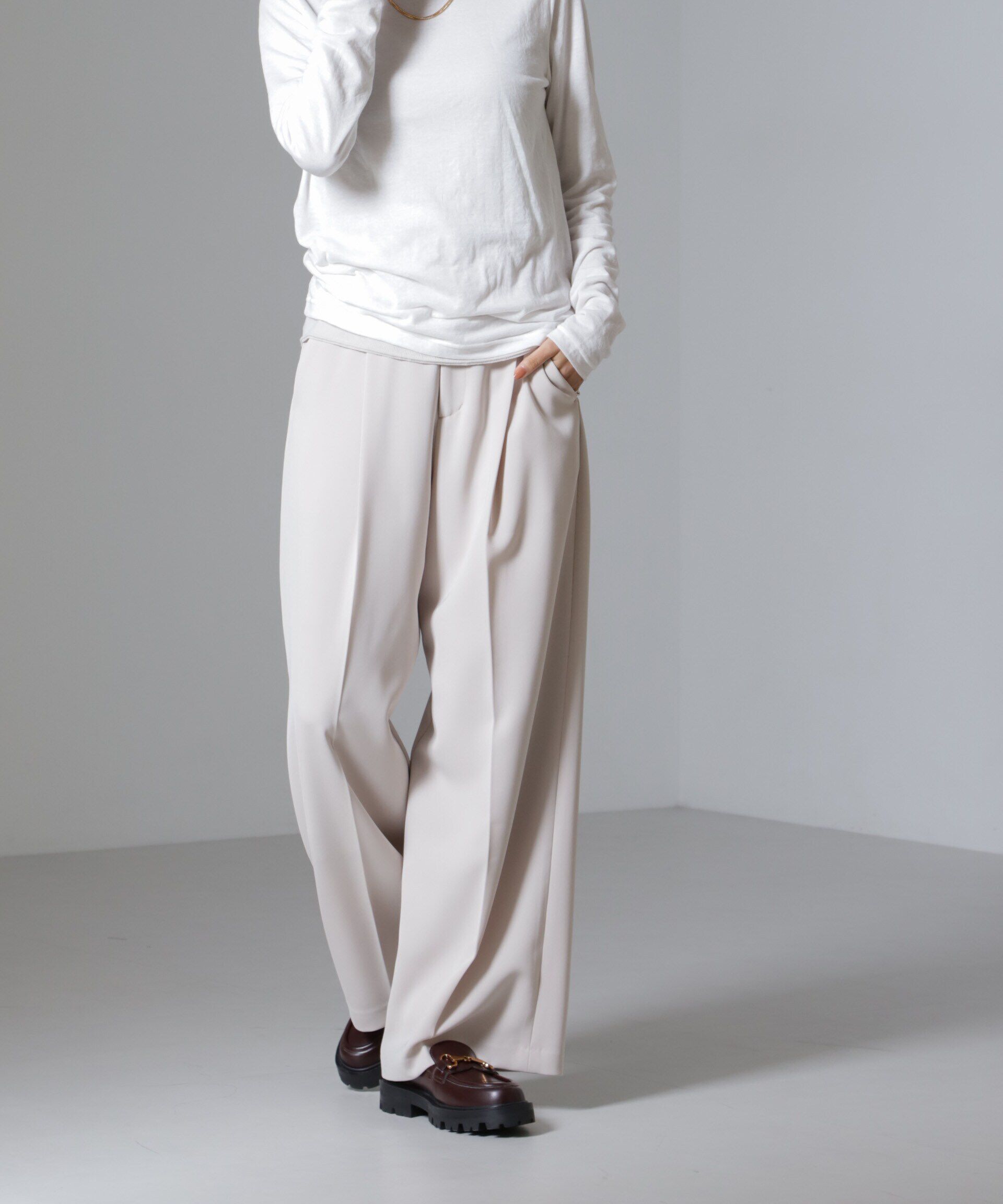 nano･universe「ツイルスラックスパンツ」|チノ|アイボリー7