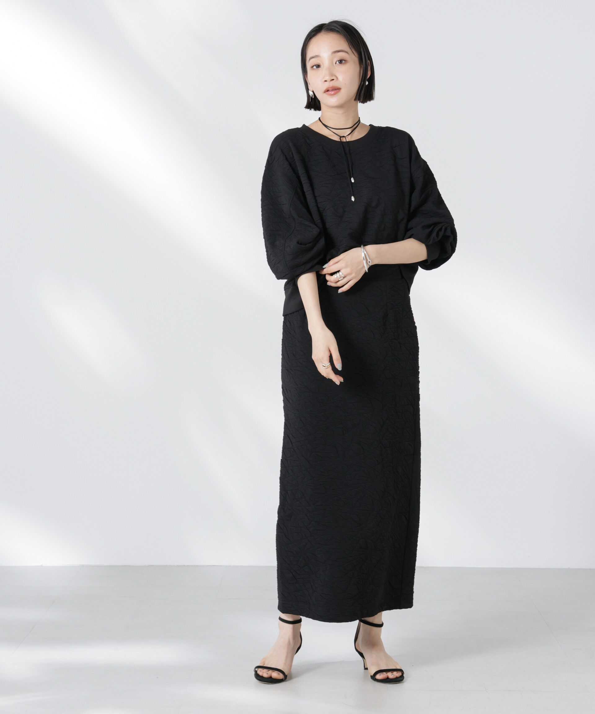 nano･universe「フクレジャガードカットナロースカート(セットアップ可)」|スカート|