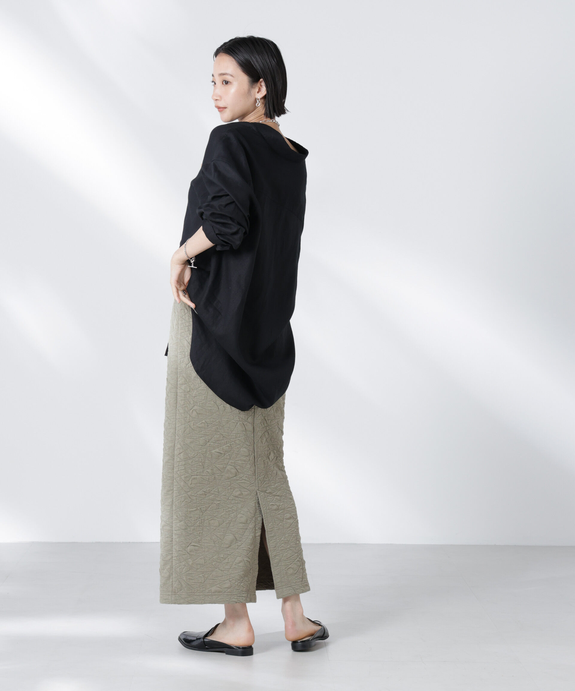 nano･universe「フクレジャガードカットナロースカート(セットアップ可)」|スカート|