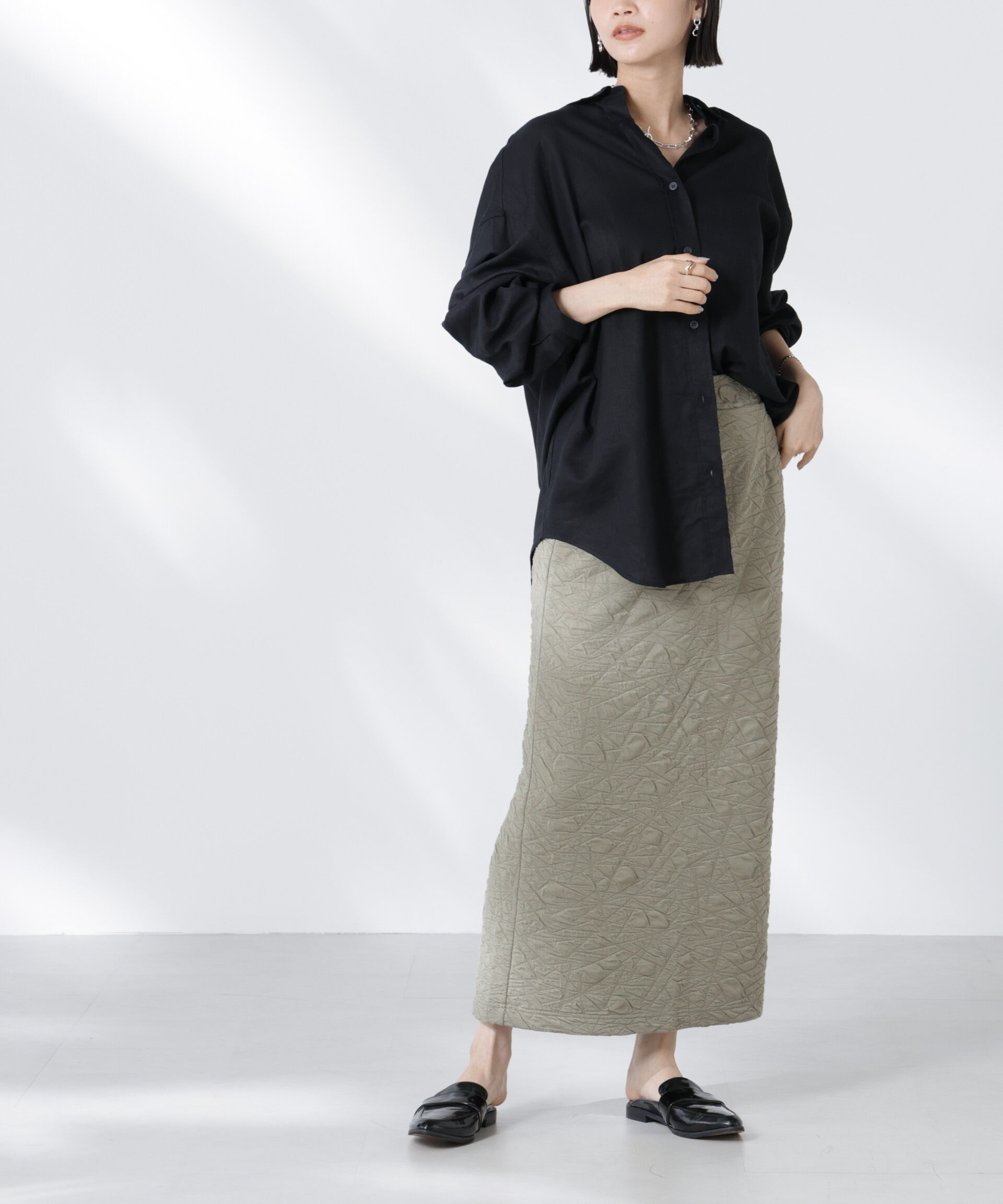 nano･universe「フクレジャガードカットナロースカート(セットアップ可)」|スカート|