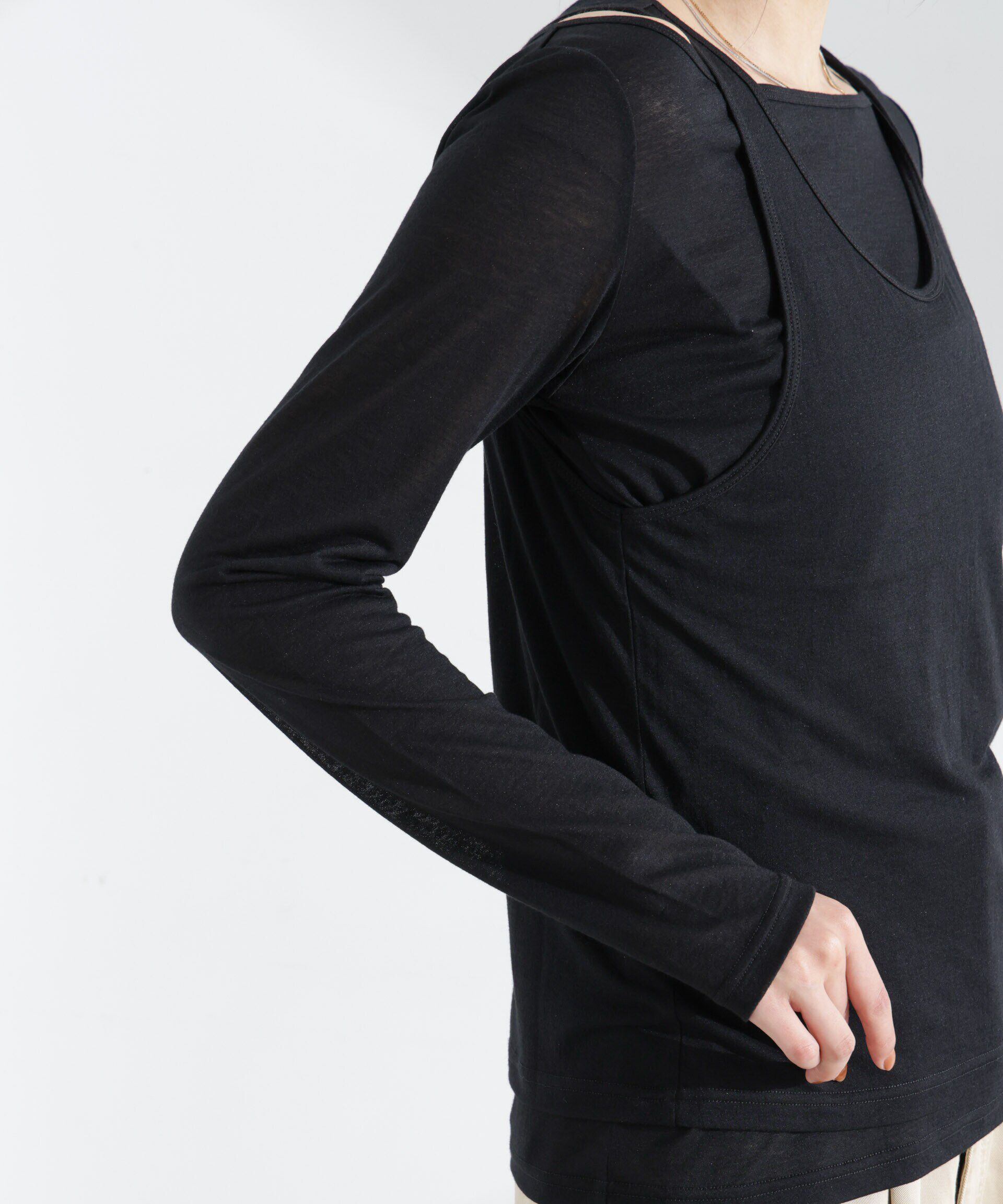 nano･universe「シアータンクトップ＋ロンTレイヤードセット」|Tシャツ・カットソー|