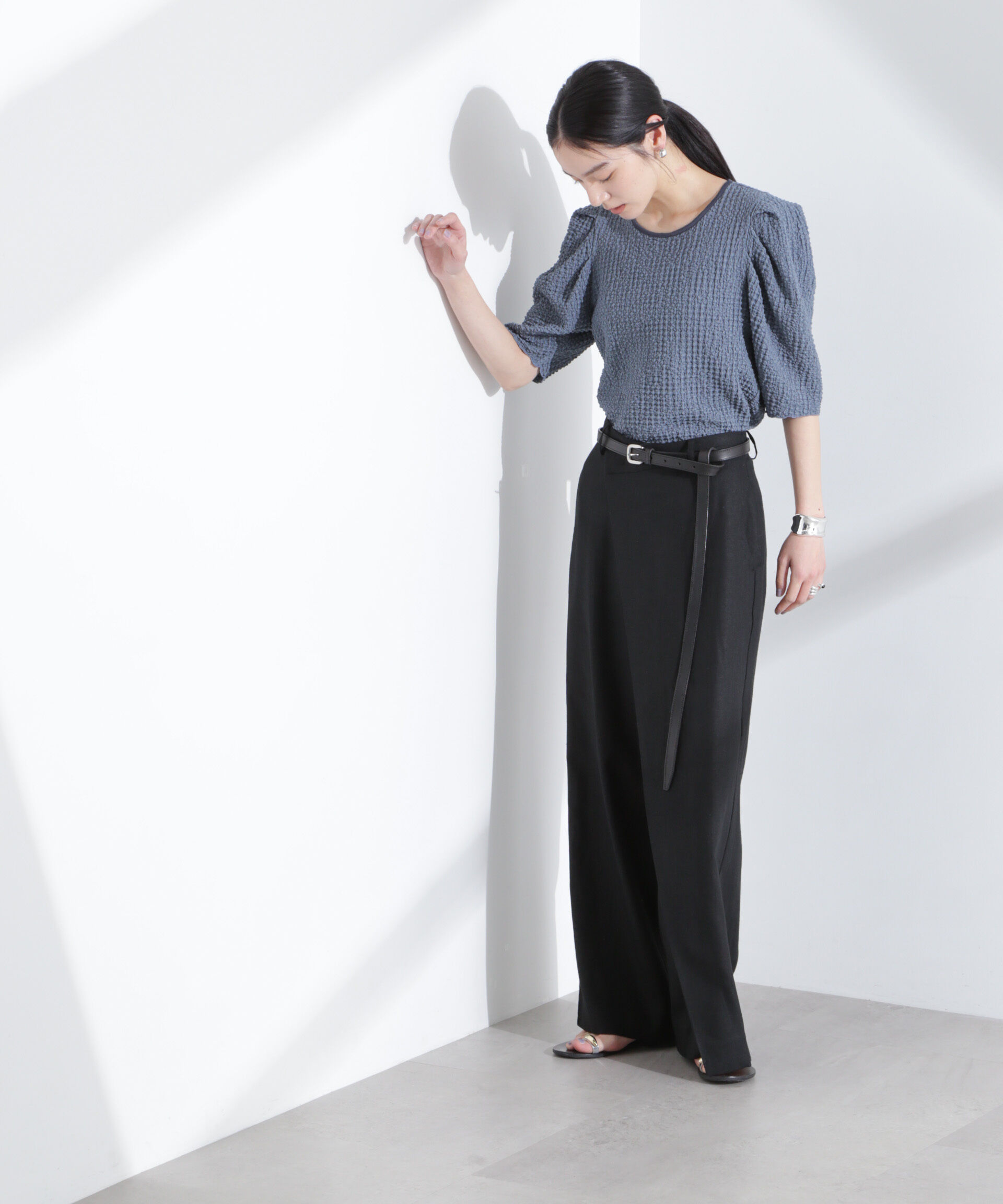 nano･universe「リネン混ラップパンツ(セットアップ可)」|チノ|