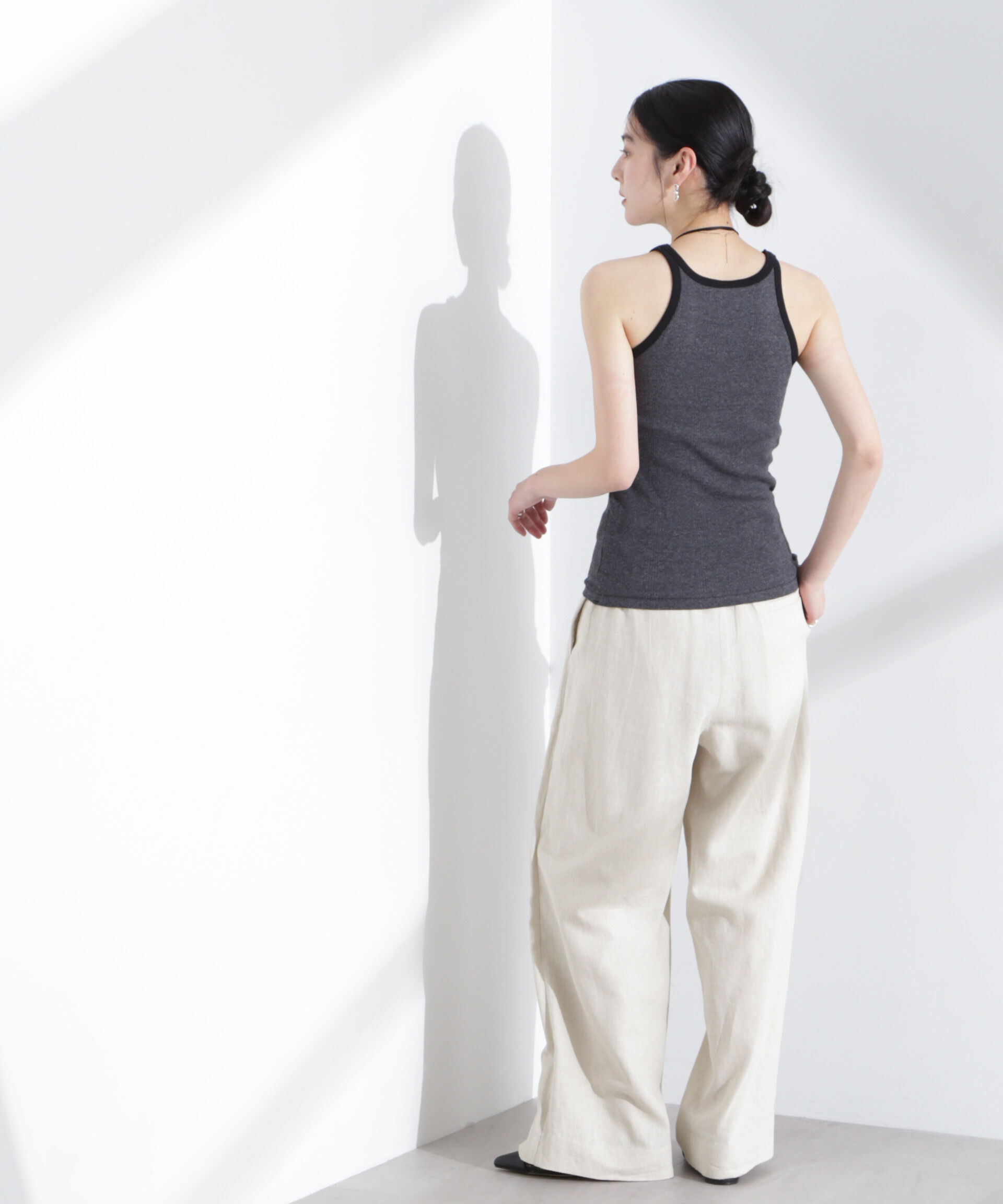 nano･universe「リネン混ラップパンツ(セットアップ可)」|チノ|