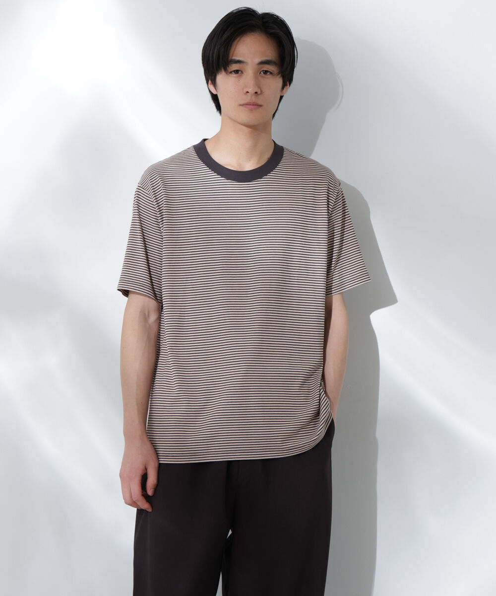 nano･universe「Anti Soaked(R)  汗染み防止 ボーダーミドルシルエットTシャツ」|Tシャツ・カットソー|