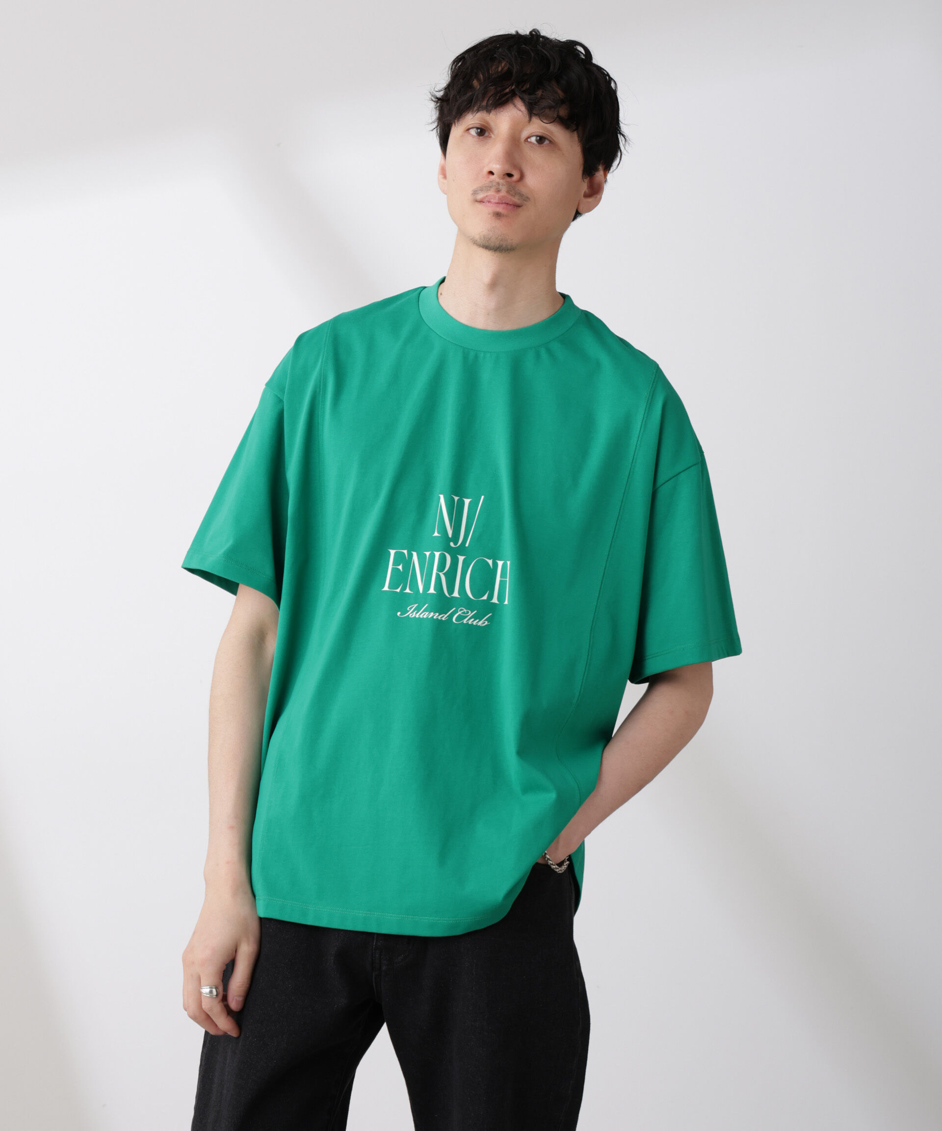 nano･universe「「NJ/CLUB」 ENRICHプリント切り替え Tシャツ」|Tシャツ・カットソー|