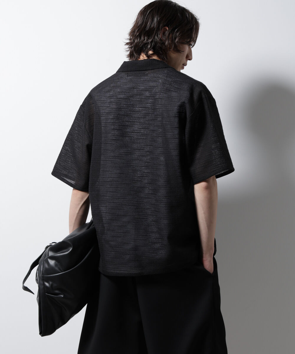 nano･universe「スラブラメ オープンカラーシャツ」|シャツ・ブラウス|