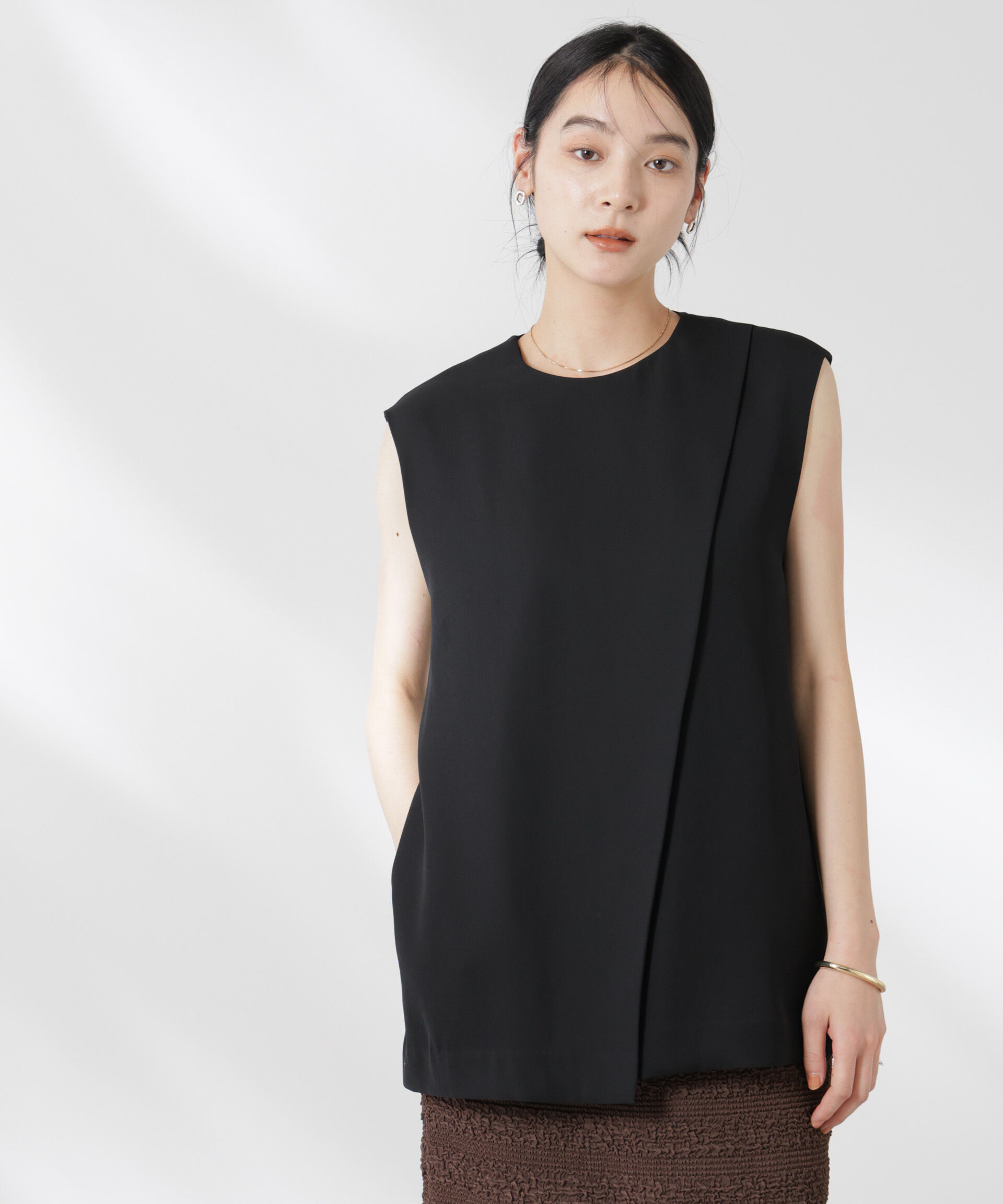 nano･universe「ダブルクロスフロントレイヤードブラウス (セットアップ可)」|シャツ・ブラウス|