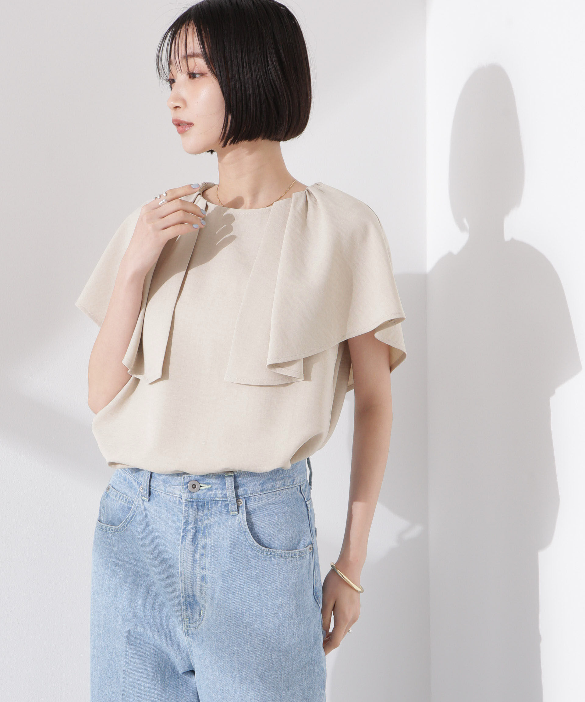 nano･universe「フレアスリーブデザインブラウス」|シャツ・ブラウス|ライトベージ 1