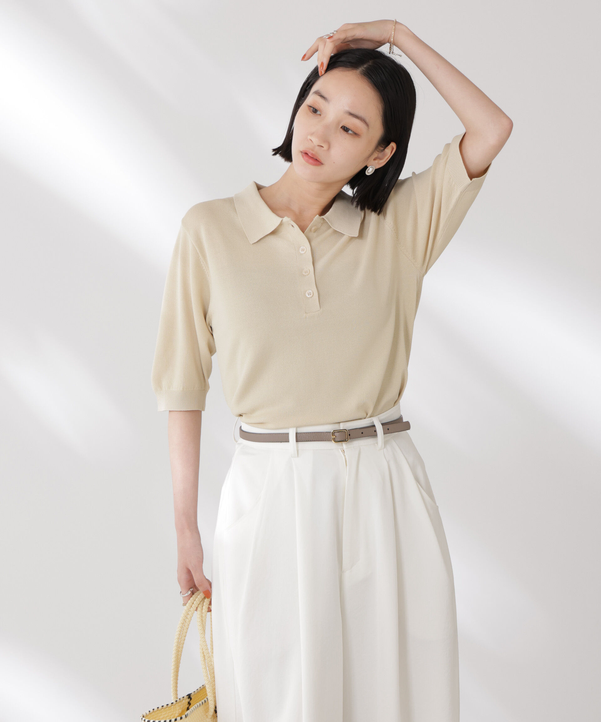 nano･universe「多機能強撚ポロニットトップス」|ニット・セーター|