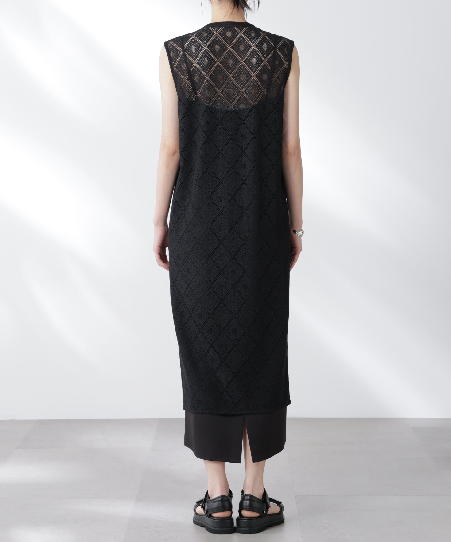 nano･universe「レースロングジレ&times;キャミワンピースセット」|ワンピース|