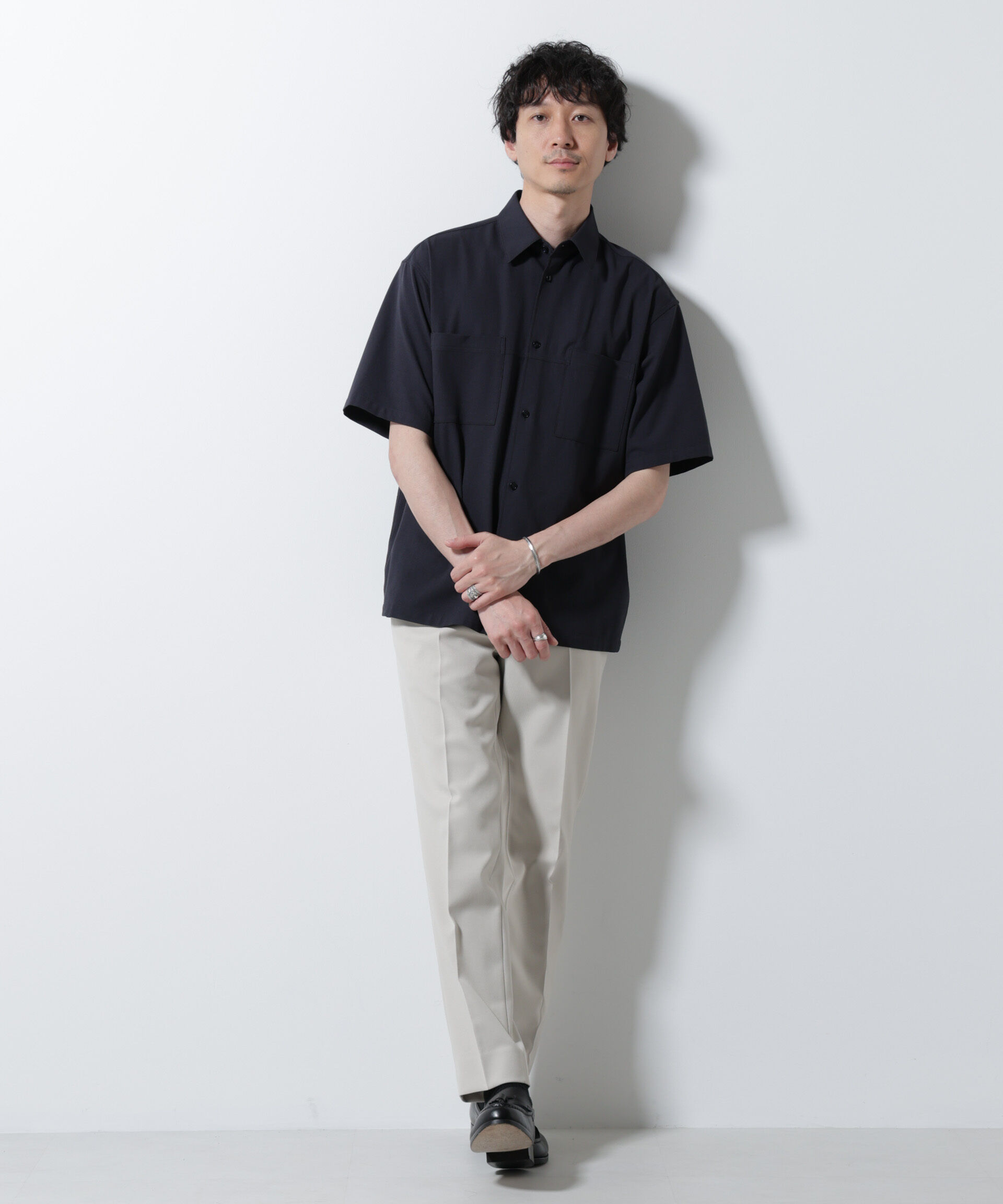 nano･universe「DotAir(R)ミニホールストレッチシャツ半袖/吸水速乾(セットアップ可)」|シャツ・ブラウス|