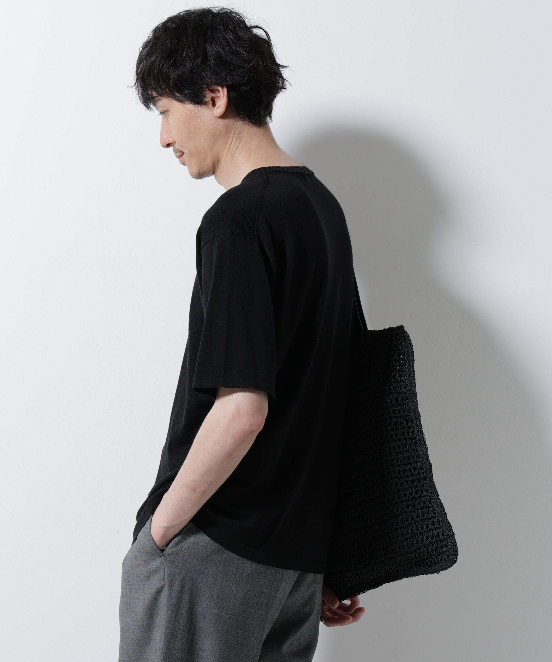 nano･universe「シルキータッチニットTシャツ 半袖」|ニット・セーター|