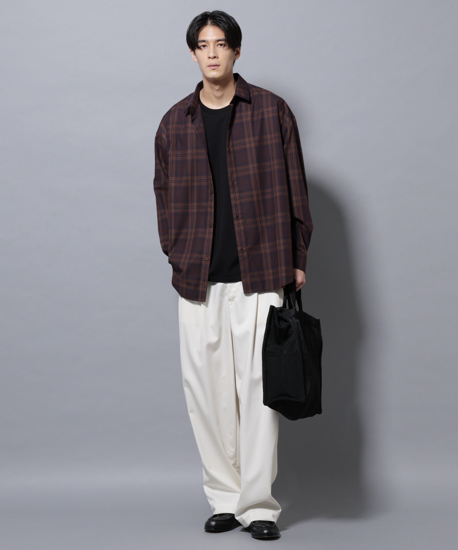 nano･universe「ビッグドレープチェックシャツ 長袖」|シャツ・ブラウス|