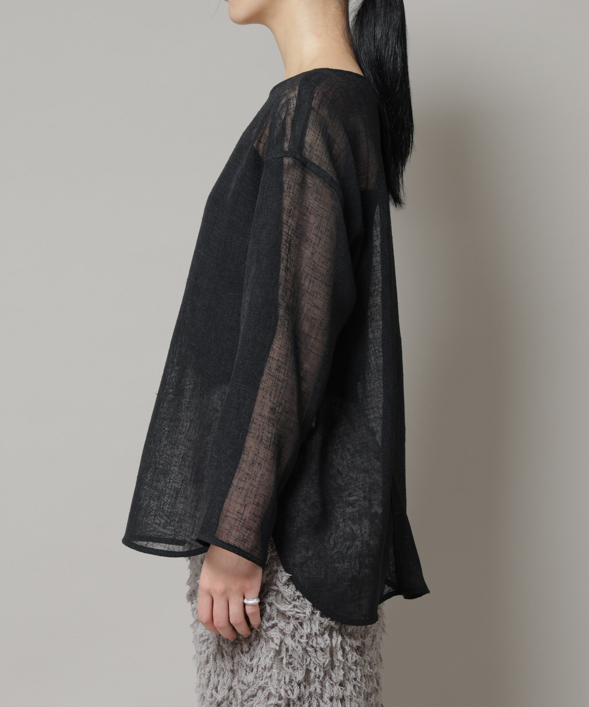 nano･universe「オーバーサイズメッシュブラウス」|シャツ・ブラウス|