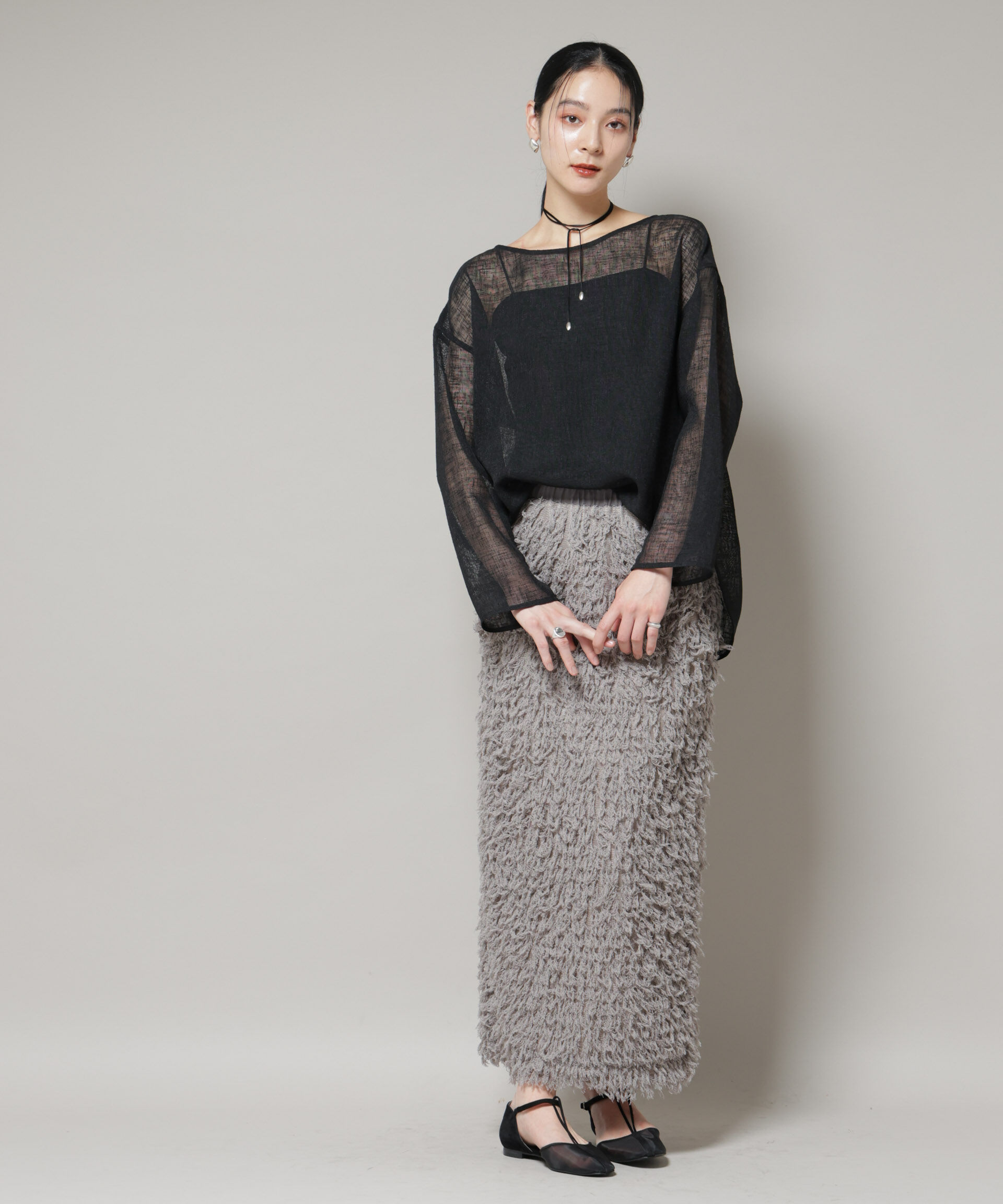 nano･universe「オーバーサイズメッシュブラウス」|シャツ・ブラウス|