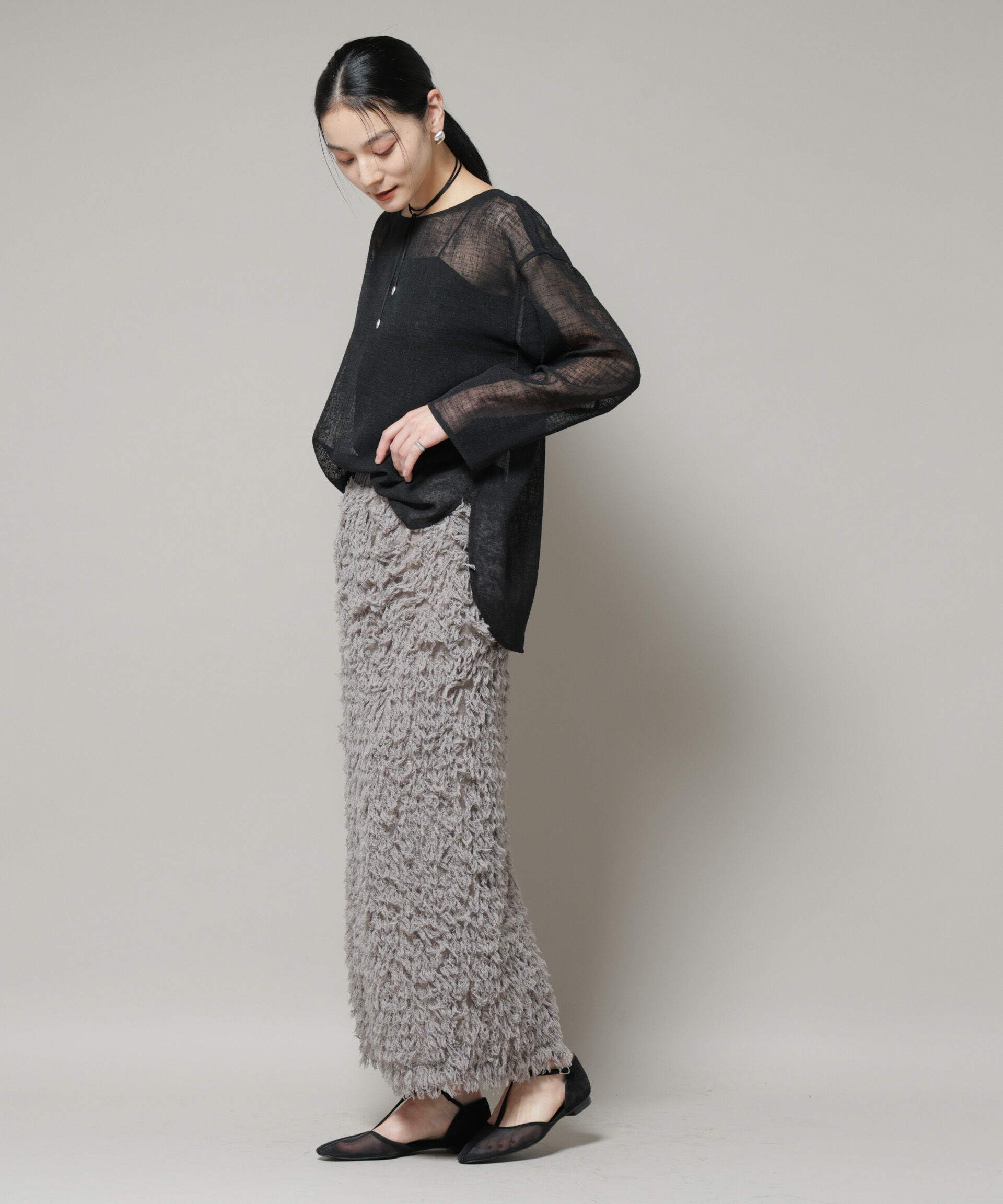 nano･universe「オーバーサイズメッシュブラウス」|シャツ・ブラウス|