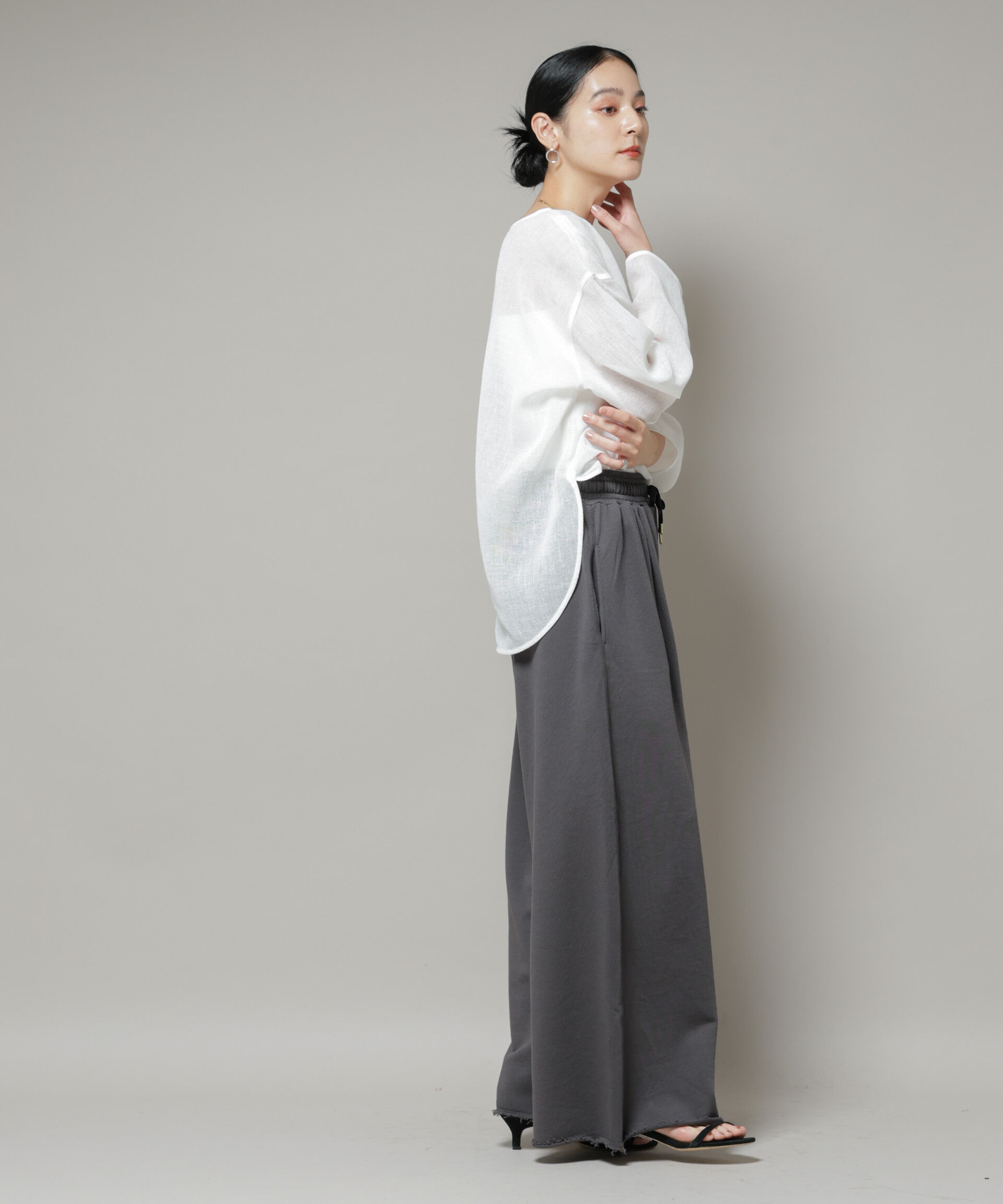 nano･universe「オーバーサイズメッシュブラウス」|シャツ・ブラウス|