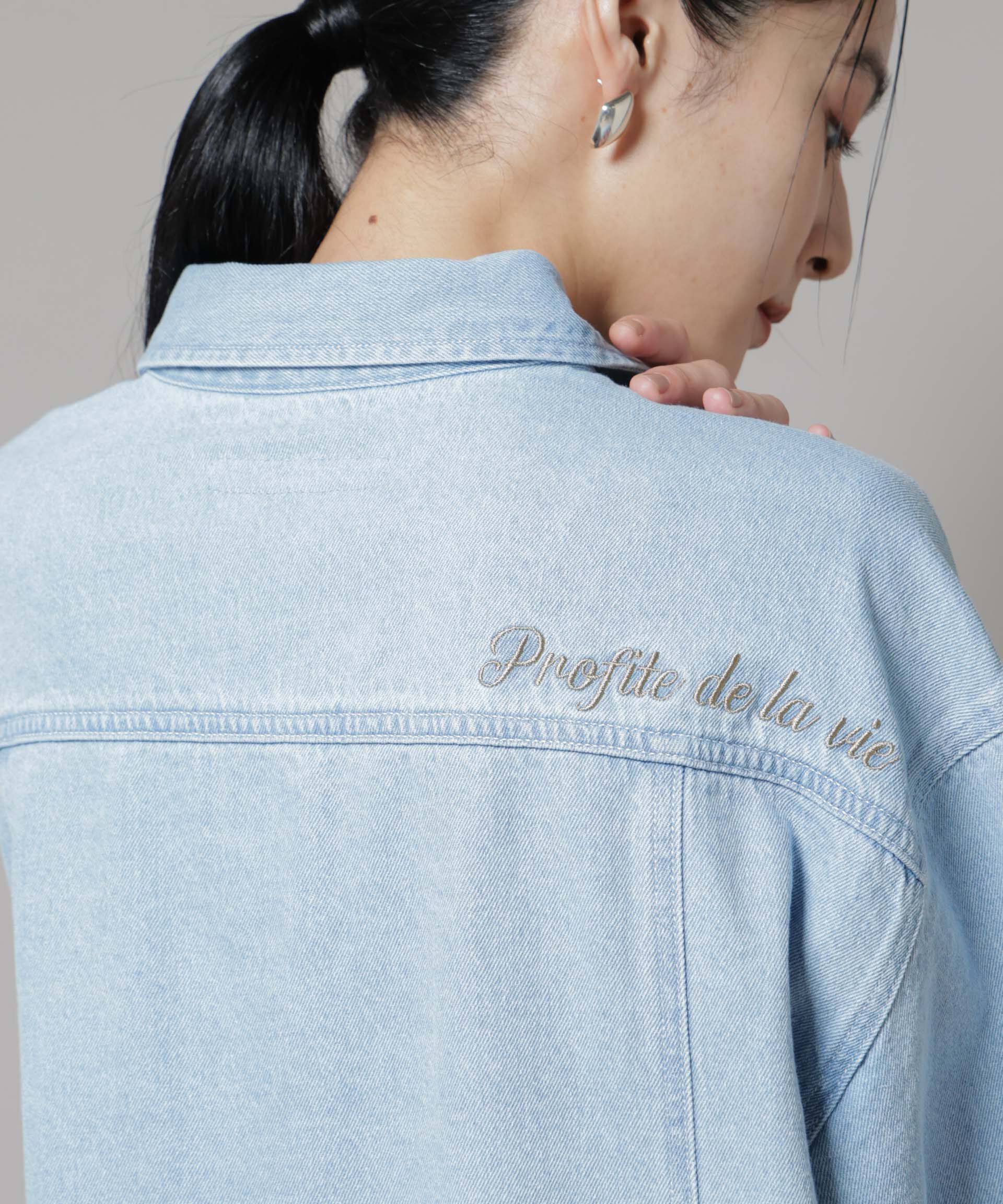 nano･universe「刺繍入りデニムワイドシャツ(セットアップ可)」|シャツ・ブラウス|