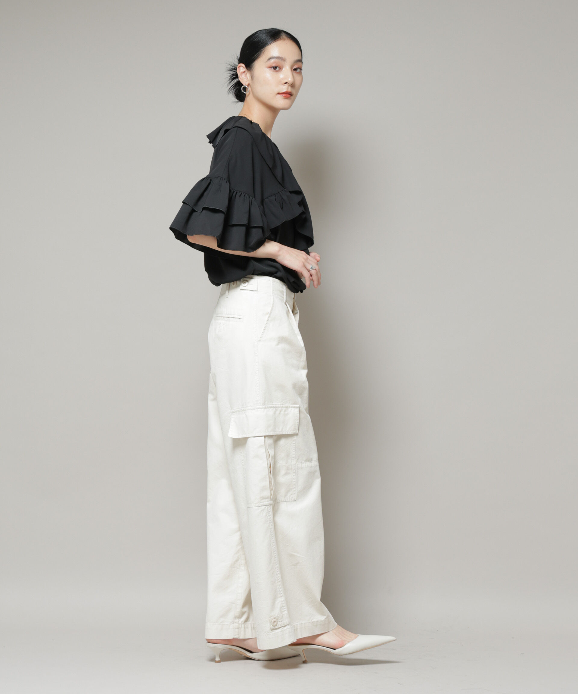 nano･universe「サイドポケットワイドチノパンツ」|チノ|