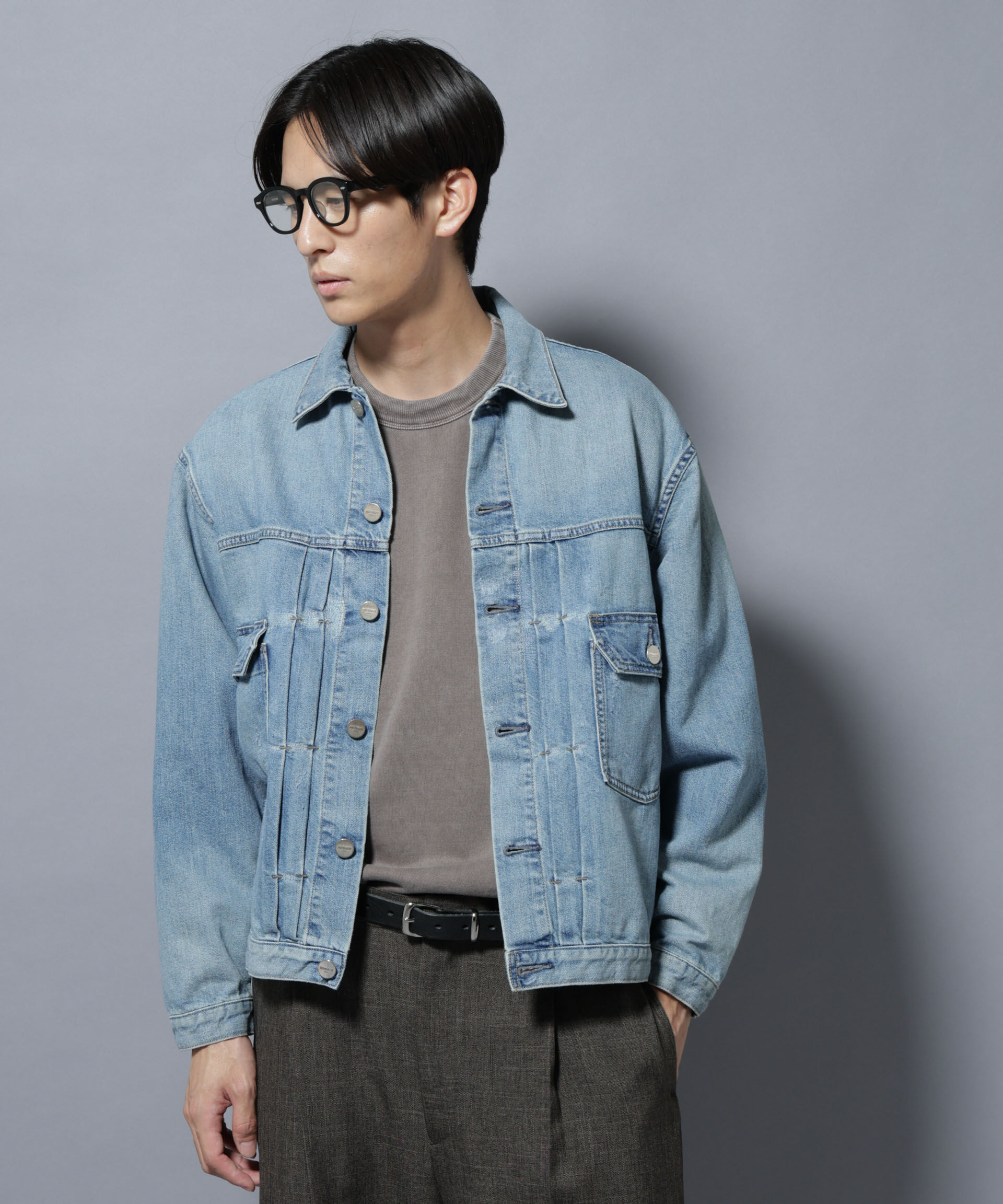 nano･universe「AUTHENコラボ SILKNIZED DENIM トラッカージャケット(セットアップ可)」|ブルゾン・スタジャン|