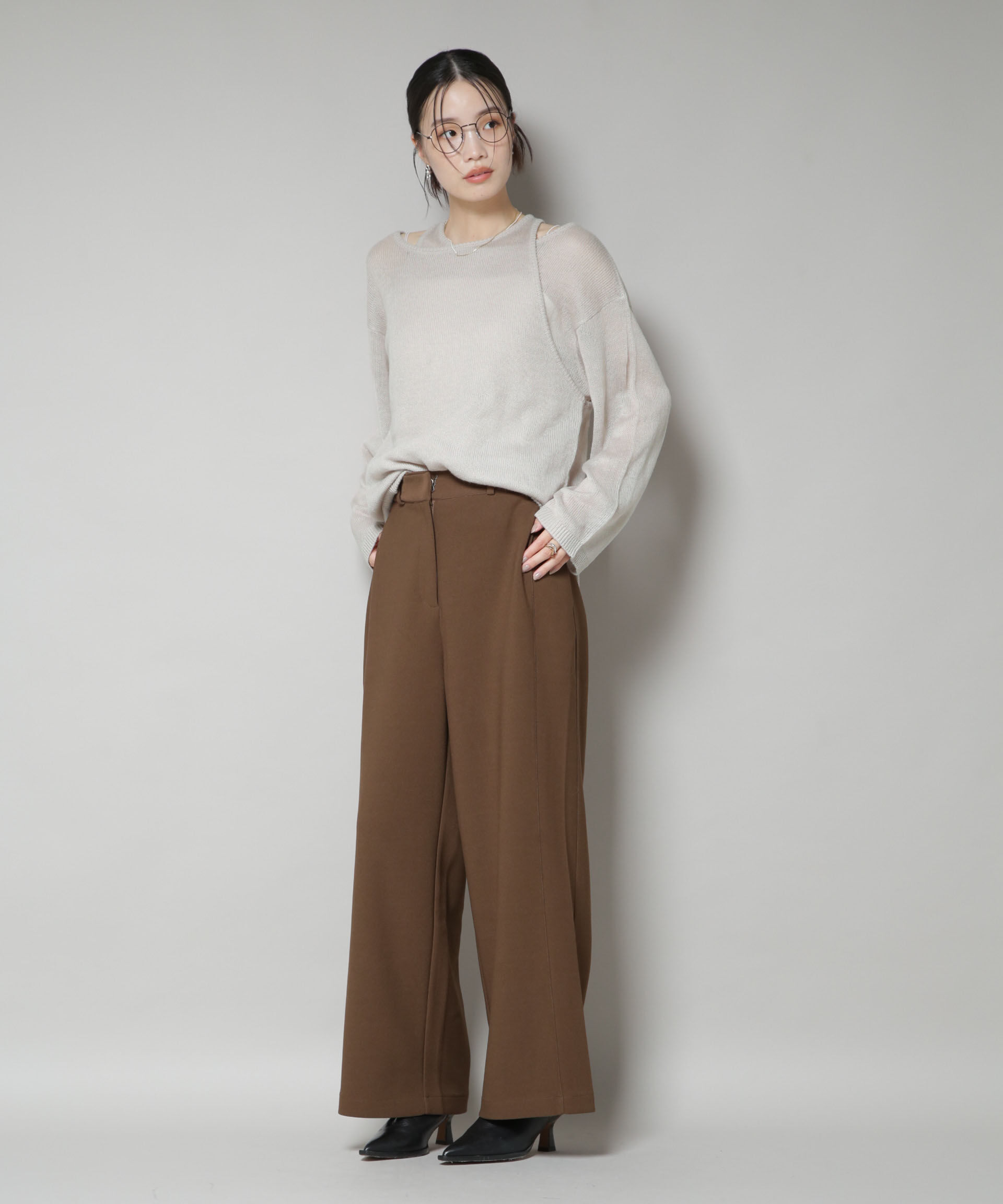 nano･universe「アメスリレイヤードデザインニット」|ニット・セーター|