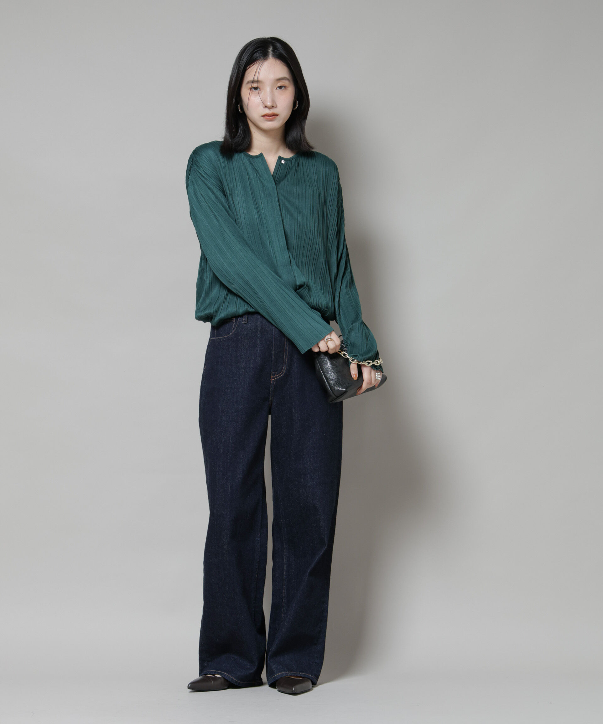 nano･universe「プリーツカットスナップシャツ」|Tシャツ・カットソー|