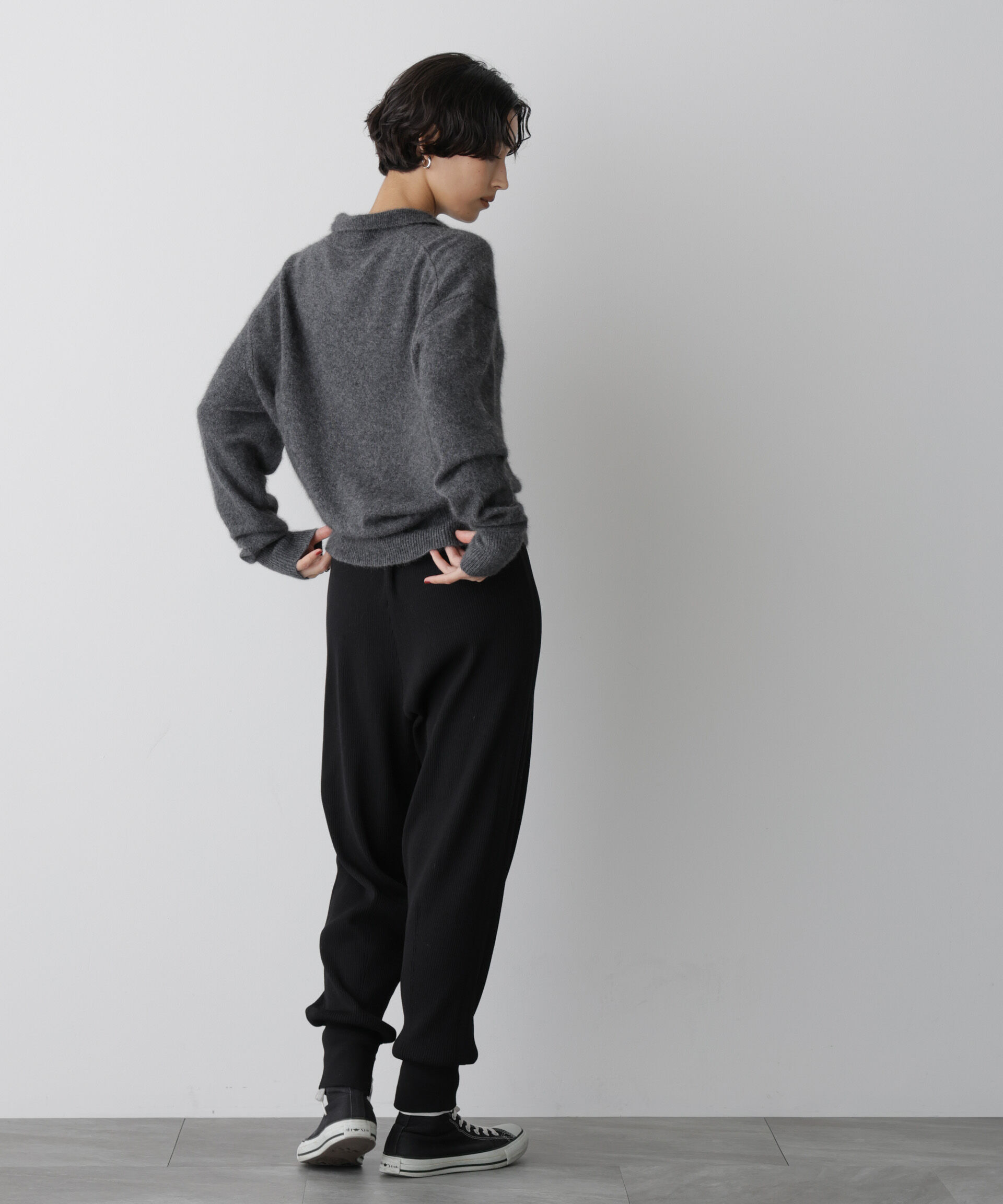  「「STEVELOUR」スキッパーポロ衿ソフトタッチニット」|ニット・セーター|