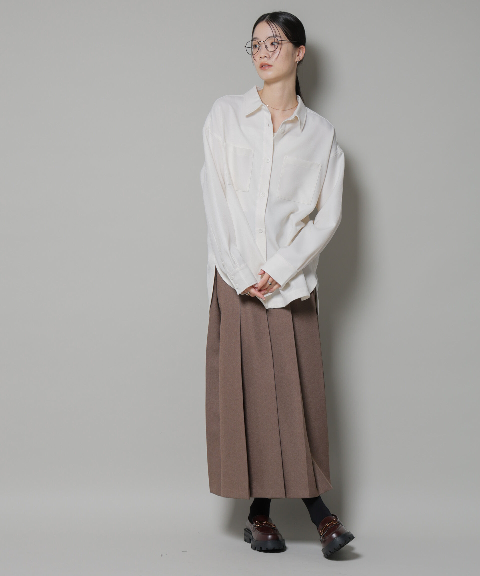 nano･universe「ワイドプリーツロングスカート」|スカート|