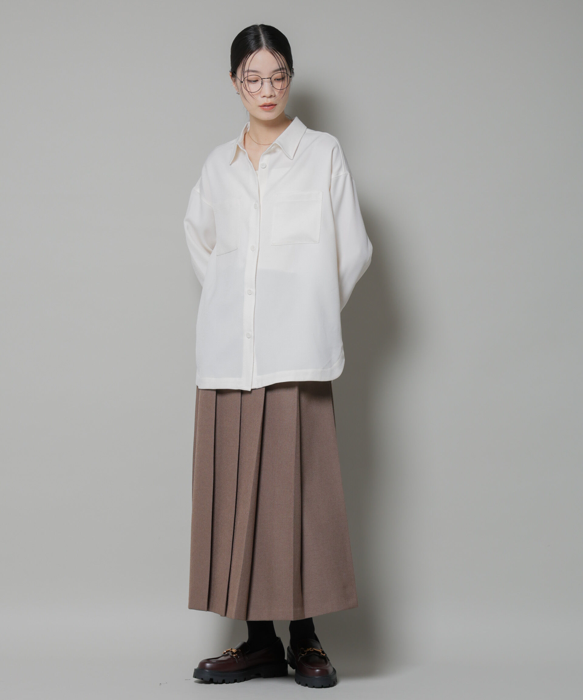 nano･universe「ワイドプリーツロングスカート」|スカート|