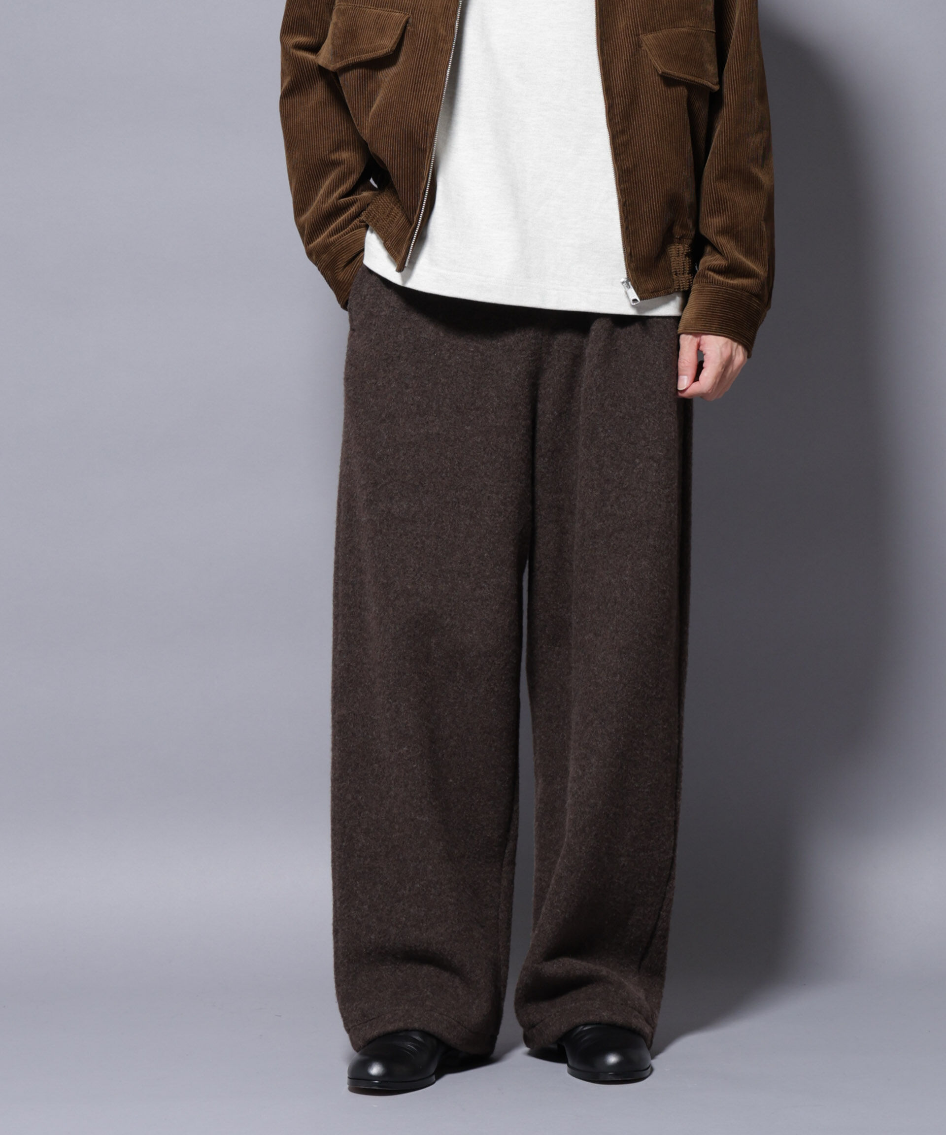 nano･universe「MIYATA&times;NANO JAPANMADE　ウールコットンイージーパンツ」|チノ|ブラウン