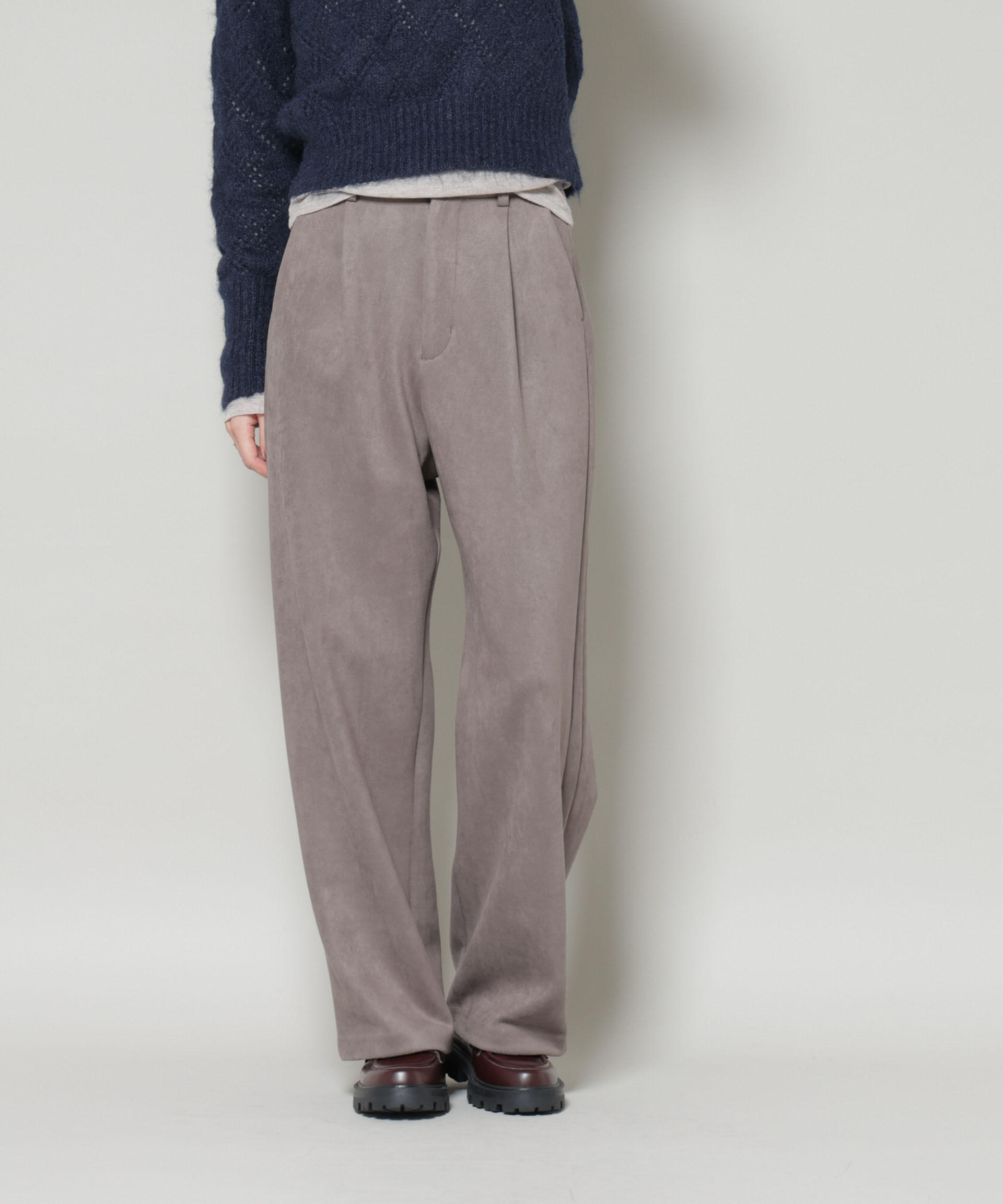 nano･universe「フェイクスエードタックパンツ」|チノ|