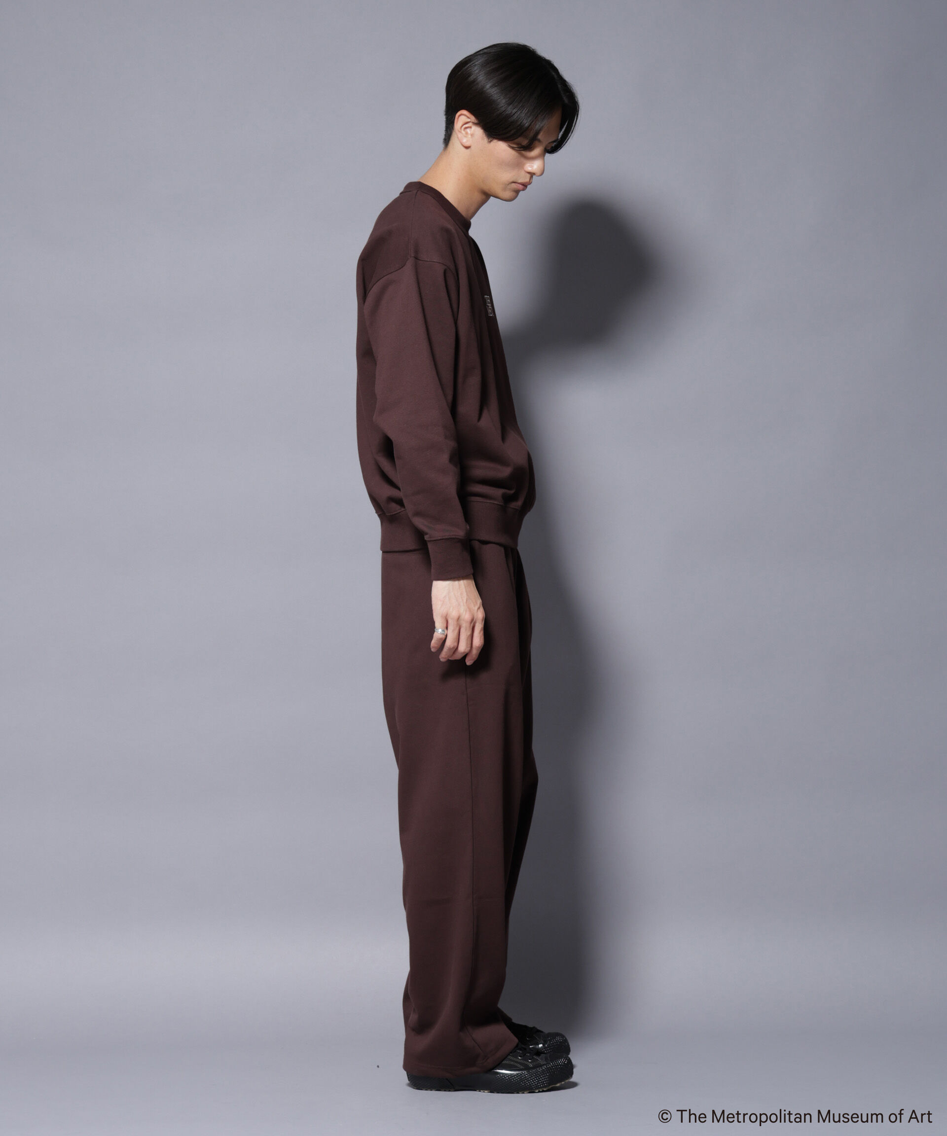 nano･universe「「The Met」ロゴ刺繍 2WAYワイドスウェットパンツ（セットアップ可）」|チノ|