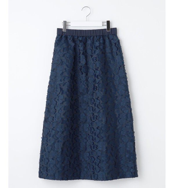 自由区「【洗える】フラワーカットジャガード スカート」|スカート|ネイビー